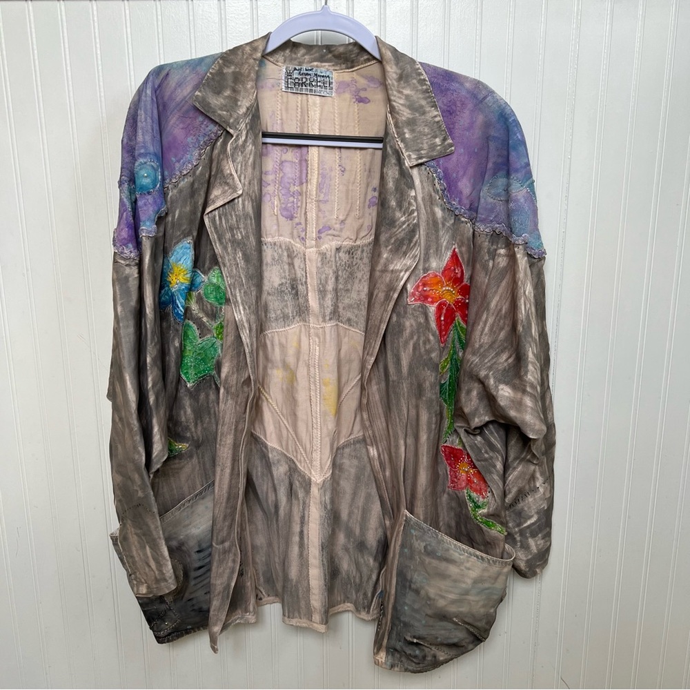 Carreli Made in Italy Multicolor Hand Painted Open Front Jacket No Size